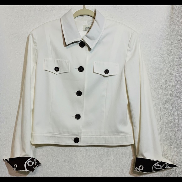 Neiman Marcus Womens Jacket White Brown Lined Sz12 - Picture 1 of 6